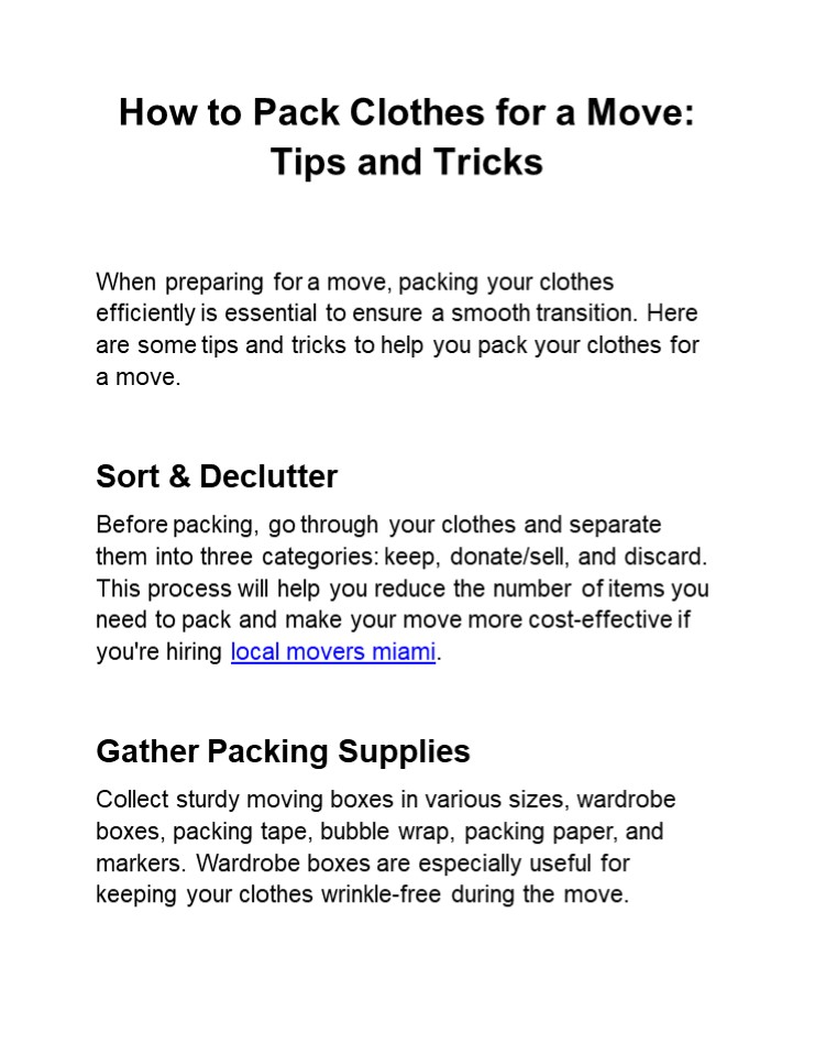 How to Pack Clothes for a Move:  Tips and Tricks