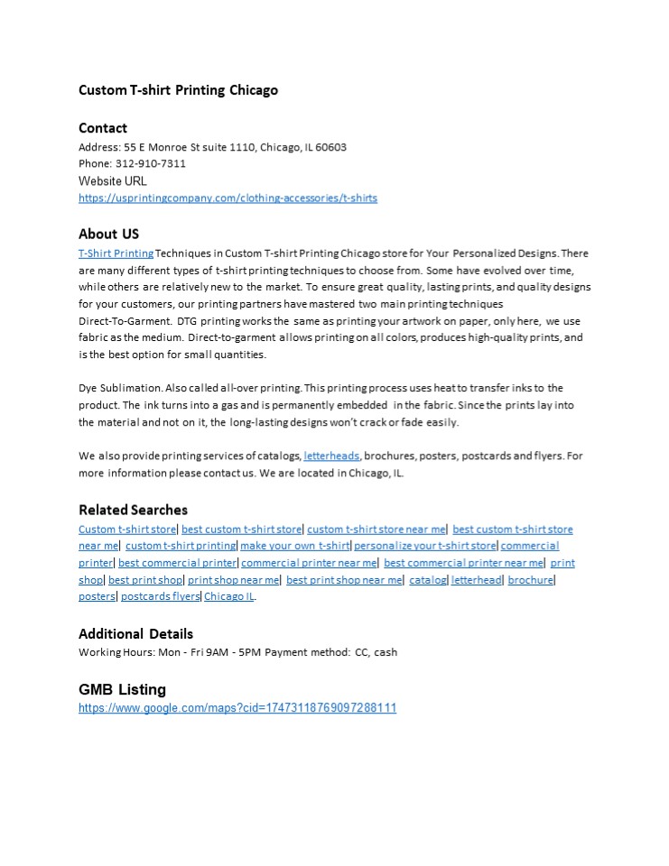 Custom T-shirt Printing Chicago