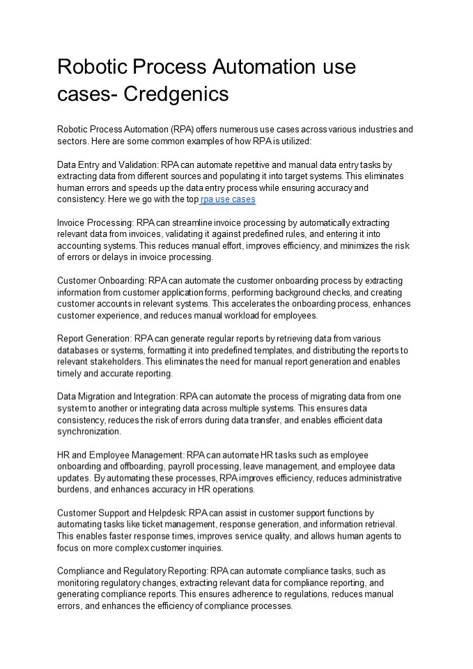 Robotic Process Automation use cases- Credgenics