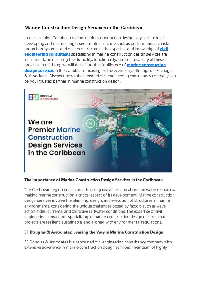 Marine Construction Design Services in the Caribbean