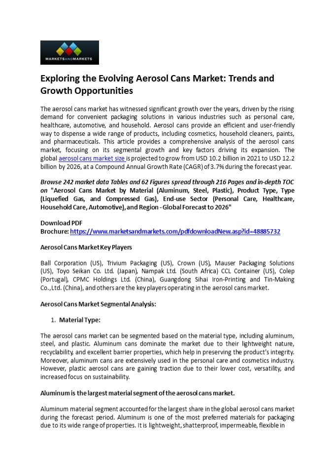 Aerosol Cans: Unlocking Growth