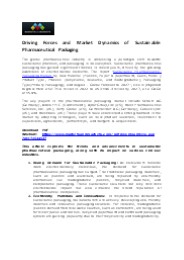 Sustainable Pharma Packaging: Growing Market