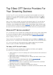 5 Best OTT Service Providers