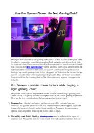 How Pro Gamers Choose the Best Gaming Chair?