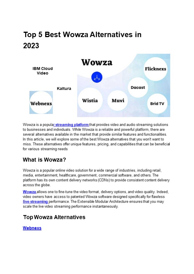 Top 5 Best Wowza Alternatives in 2023