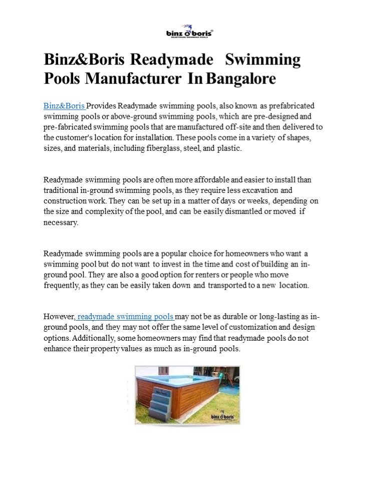 Unveiling the Charms of Bespoke Readymade Swimming Pools