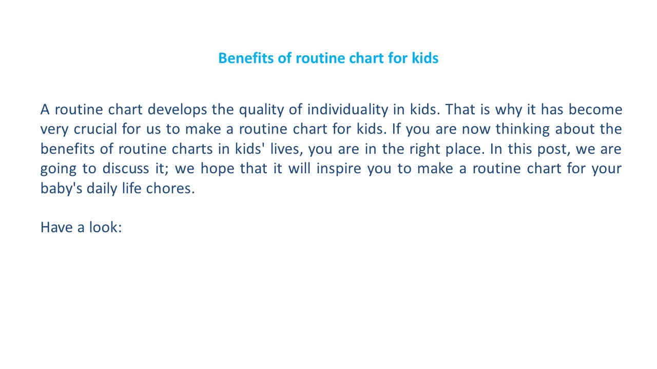 Benefits of routine chart for kids