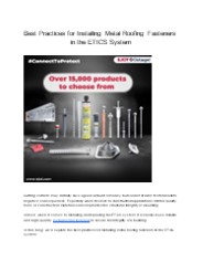 Fasteners for Metal Roofing EJOT