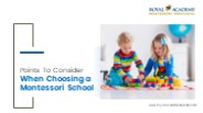 Points To Consider When Choosing a Montessori School