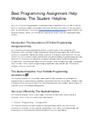 Best Programming Assignment Help Website: The Student Helpline