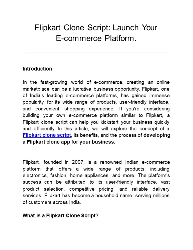 Flipkart Clone Script: Launch Your E-commerce Platform.