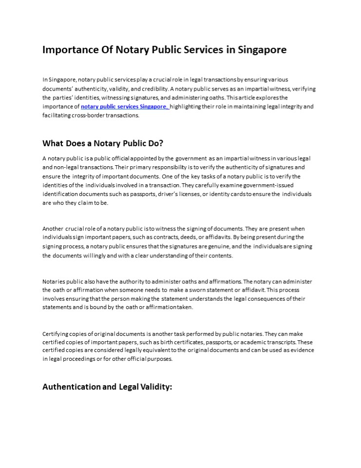 Importance Of Notary Public Services in Singapore