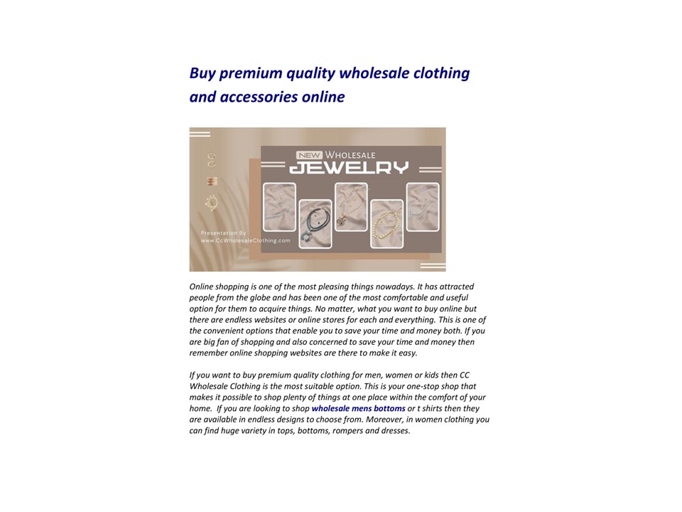 Buy premium quality wholesale clothing and accessories online