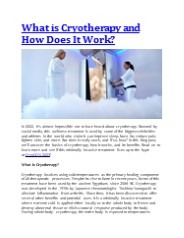 What is Cryotherapy and How Does It Work?
