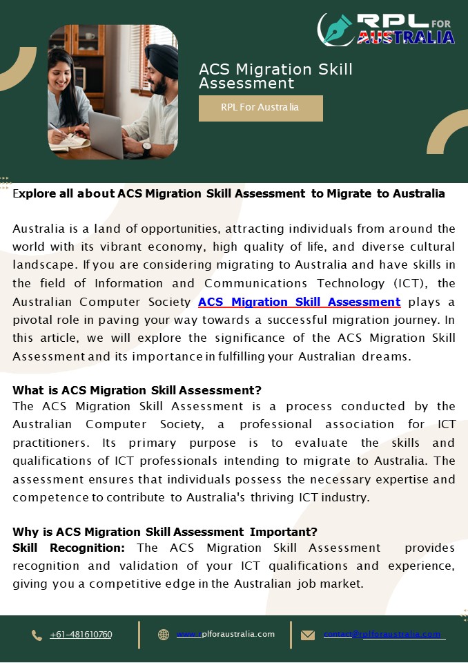 Explore all about ACS Migration Skill Assessment to Migrate to Australia