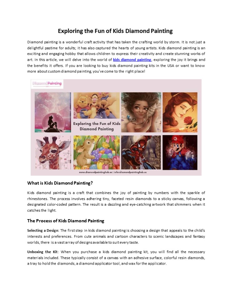 Exploring the Fun of Kids Diamond Painting