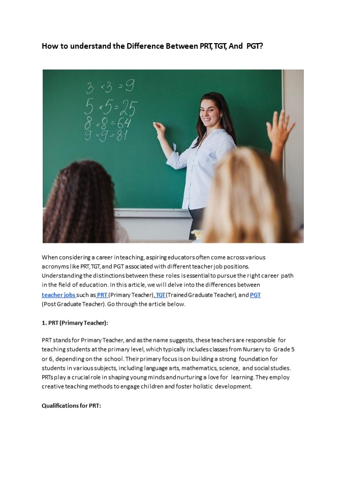 PGT Teacher Jobs- Know How You Can Get One