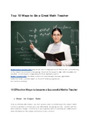 Mathematics Teacher Jobs-10 Ways To Be One