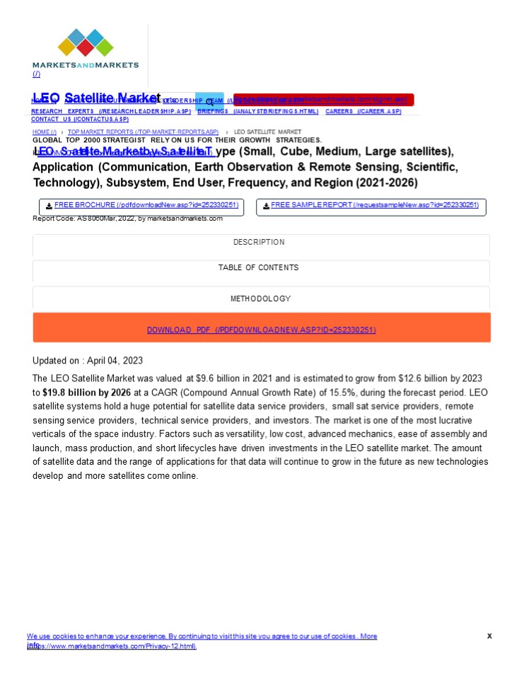 LEO Satellite Market Size, Share, Trends Analysis & Forecast