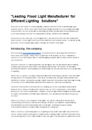“Leading Flood Light Manufacturer for Efficient Lighting Solutions”