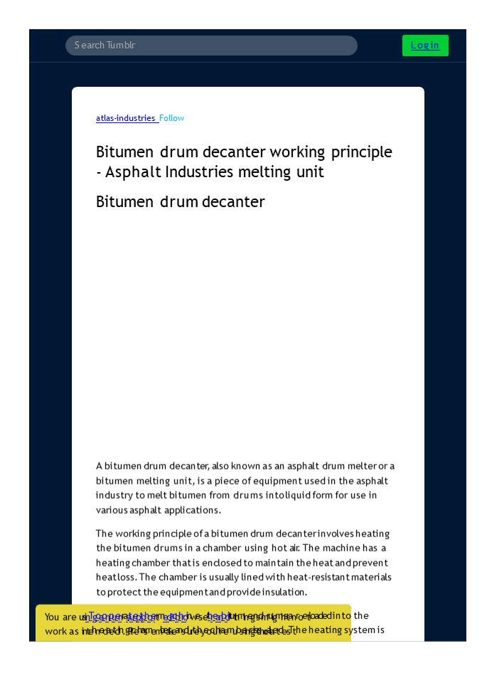 Bitumen drum decanter working principle - Asphalt Industries