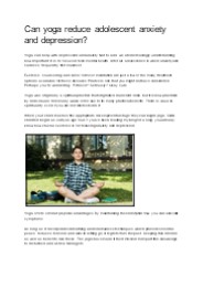 Can yoga reduce adolescent anxiety and depression?