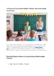 Maths Teacher Jobs- 10 Reasons To Do The Job