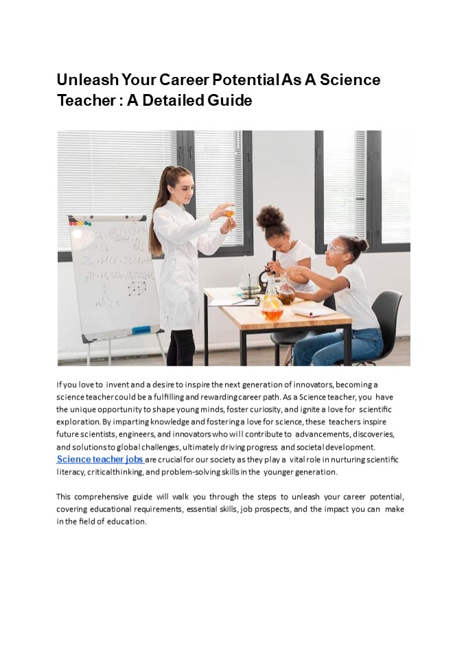 PPT Science Teacher Jobs A Detailed Guide To Help You PowerPoint