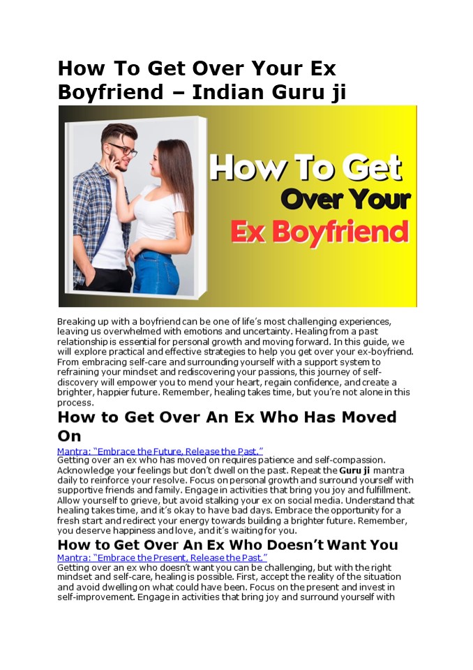How To Get Over Your Ex Boyfriend - Indian Guru ji