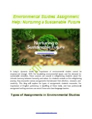 Environmental Studies Assignment Help: Nurturing a Sustainable Future