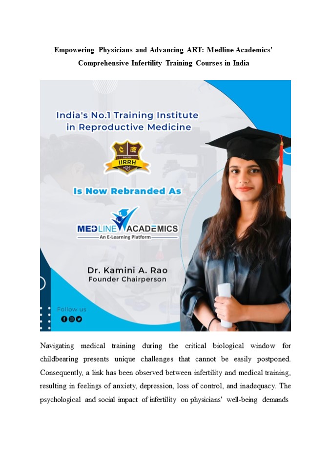 Empowering Physicians and Advancing ART: Medline Academics' Comprehensive Infertility Training Courses in India