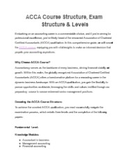 ACCA Course Structure, Exam Structure & Levels