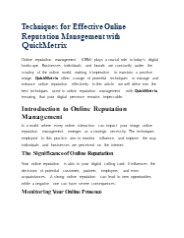 Techniques for Effective Online Reputation Management with QuickMetrix