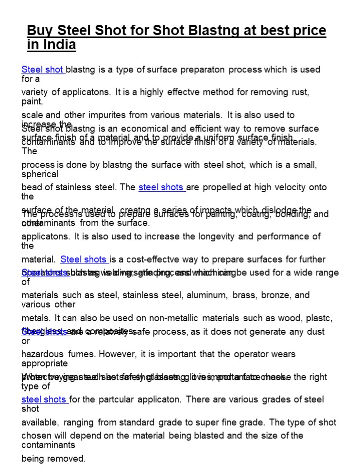 Buy Steel Shot for Shot Blasting at best price in India