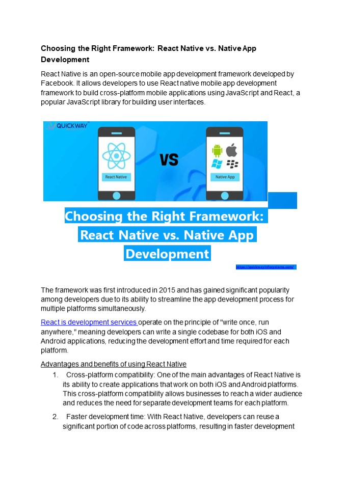 How to Choose the Right Framework for your online Project: React Native ...