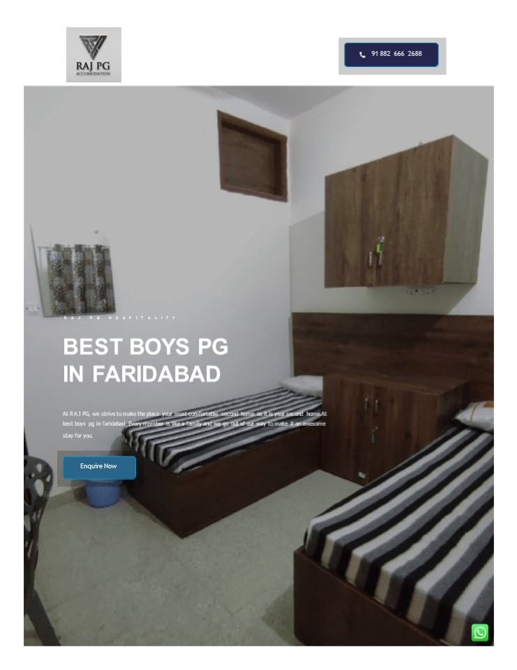 BOYS PG IN FARIDABAD | RAJ PG