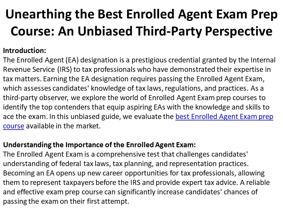 Best Enrolled Agent Exam Prep Course