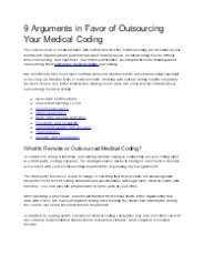 9 Arguments in Favour of Outsourcing Your Medical Coding