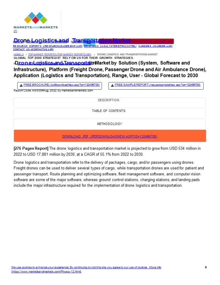 Drone Logistics and Transportation Market Size, Industry Analysis, Forecast 2030