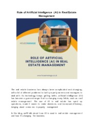 Role of Artificial Intelligence (AI) in Real Estate Management