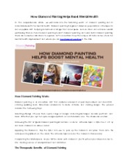 How Diamond Painting Help to Boost Mental Health