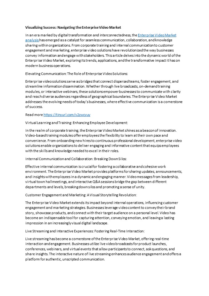 enterprise video market