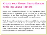 Create Your Dream Sauna Escape with Top Sauna Heaters