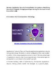 Dynamic Application Security Testing Market