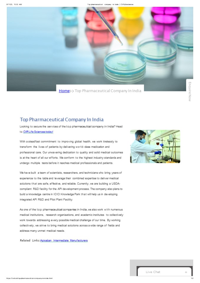Top pharmaceutical company in india