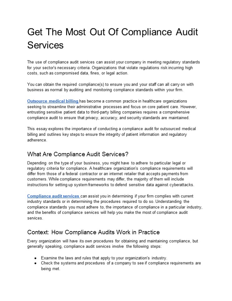 Get The Most Out Of Compliance Audit Services