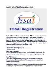 Quickly Online FSSAI Registration in India