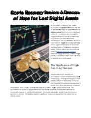 Crypto Recovery Service for Lost Digital Cryptocurrency