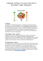 Unleashing the Power of a Custom Keto Diet