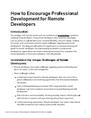 How to Encourage Professional Development for Remote Developers